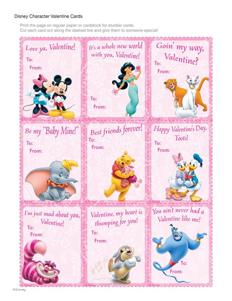 Printable Disney Valentine Cards